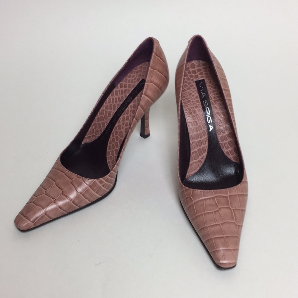 Via Spiga Pink Croc Heels Italy 6.5 EUC